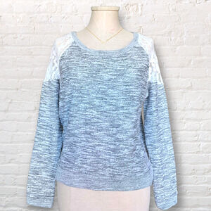 AEROPOSTALE Floral Lace Embroidered Sweater Relaxed Cozy Etched Gray White